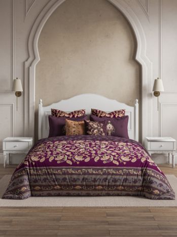 Decor Shahi Jaal Forest Plum Sanganeri Double Bed Sheet Set