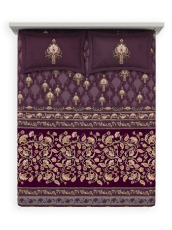 Decor Shahi Jaal Forest Plum Sanganeri Double Bed Sheet Set