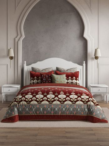 Decor Mehrab Madder Clay Sanganeri Double Bed Sheet Set