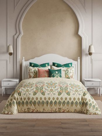 Decor Gulmeher Pearled Ivory Sanganeri Double Bed Sheet Set