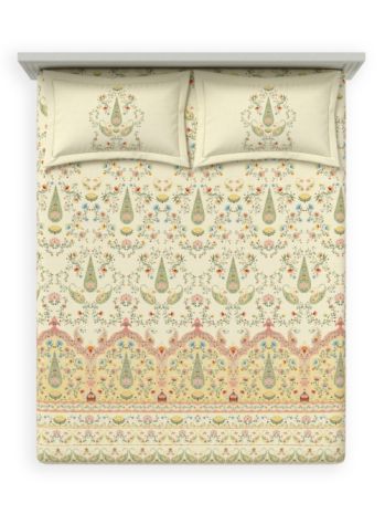 Decor Jharokha Bagh Silk Blush Sanganeri Double Bed Sheet Set