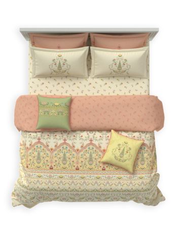 Decor Jharokha Bagh Silk Blush Sanganeri Double Beding Set