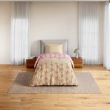 Spaces Essentials 100% Cotton Single Quilt, 144 TC, Floral, Light Taupe