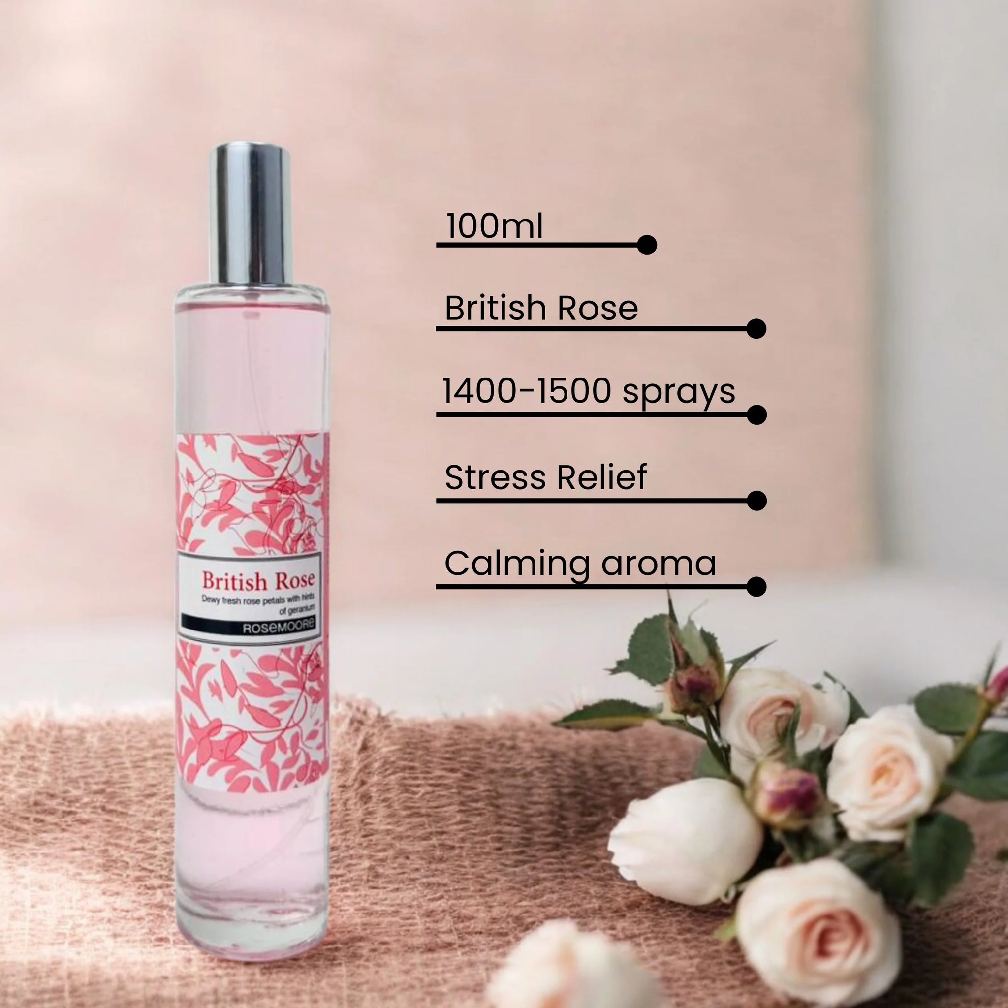 Rosemoore British Rose Scented Home Scented Spray 100ml