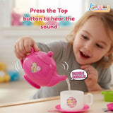 Kriiddaank Barbie 32 Pieces Tea Set Trolley for Kids 3Y+ with Music and Sounds