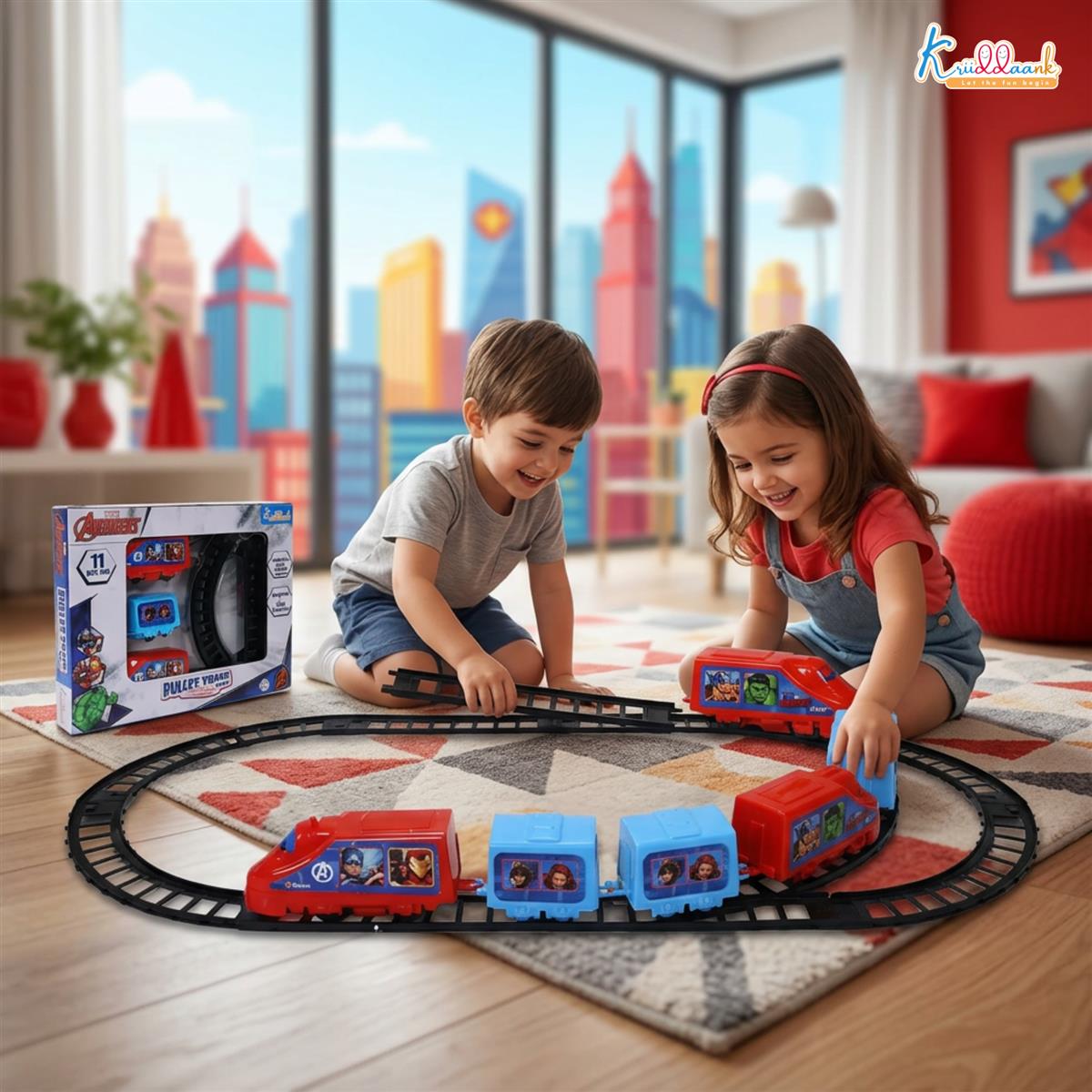 Kriiddaank Marvel Avengers Bullet Train Set for Kids - 11 Pcs