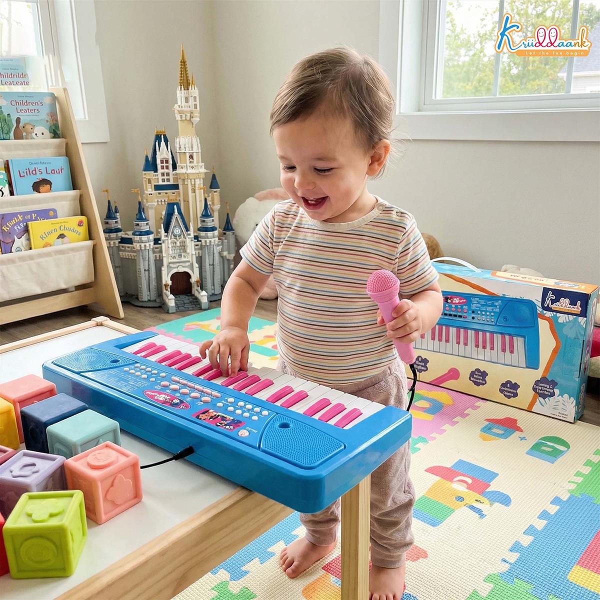 Kriiddaank Stitch Keyboard Piano for Kids - 37 Keys Electronic Organ with Microphone