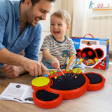 Kriiddank  Smiley Drum Musical Toy for Kids with 3 Drum Pads, Cymbal & Flashing 3D Lights