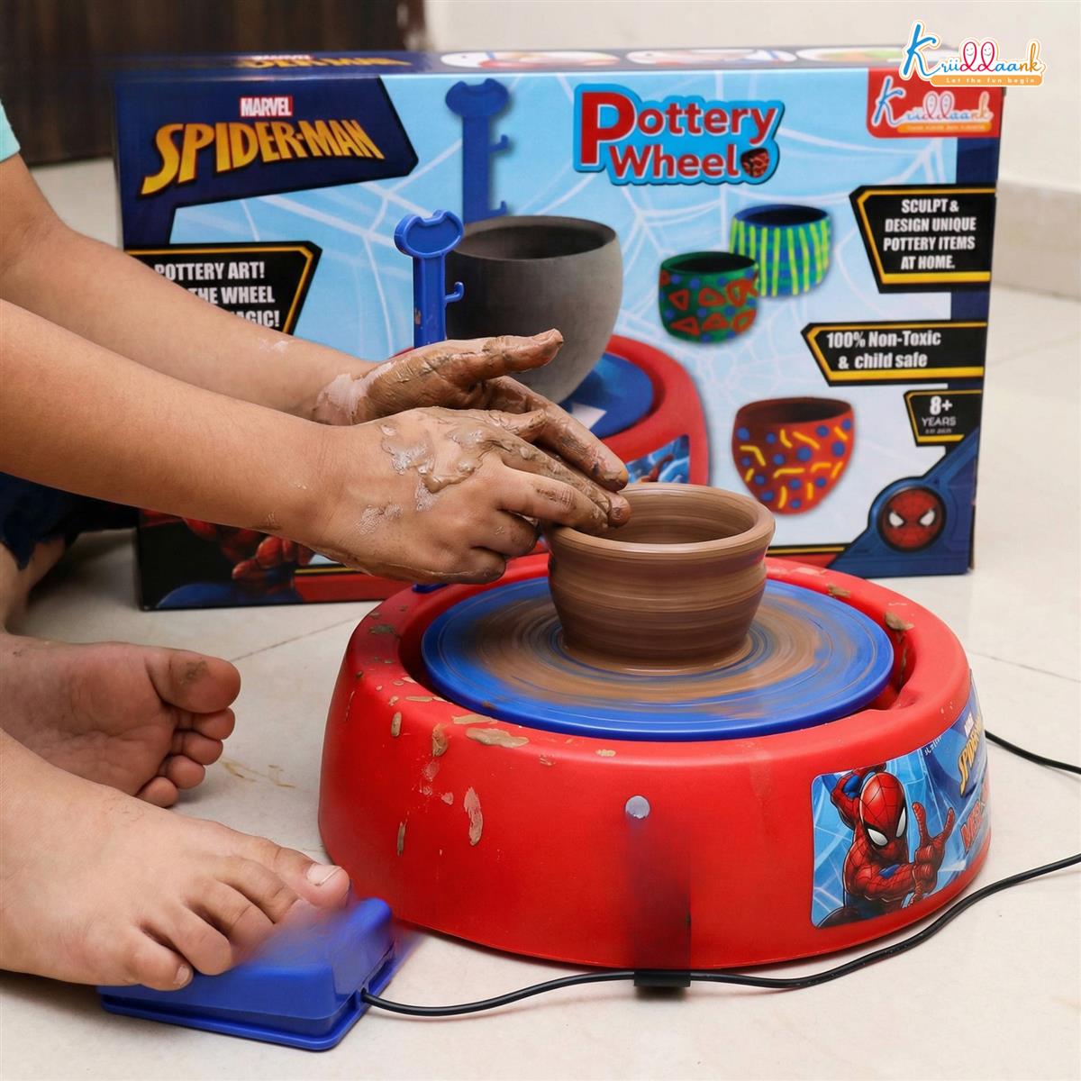 Kriiddaank Spiderman Pottery Wheel Modeling Set for Kids