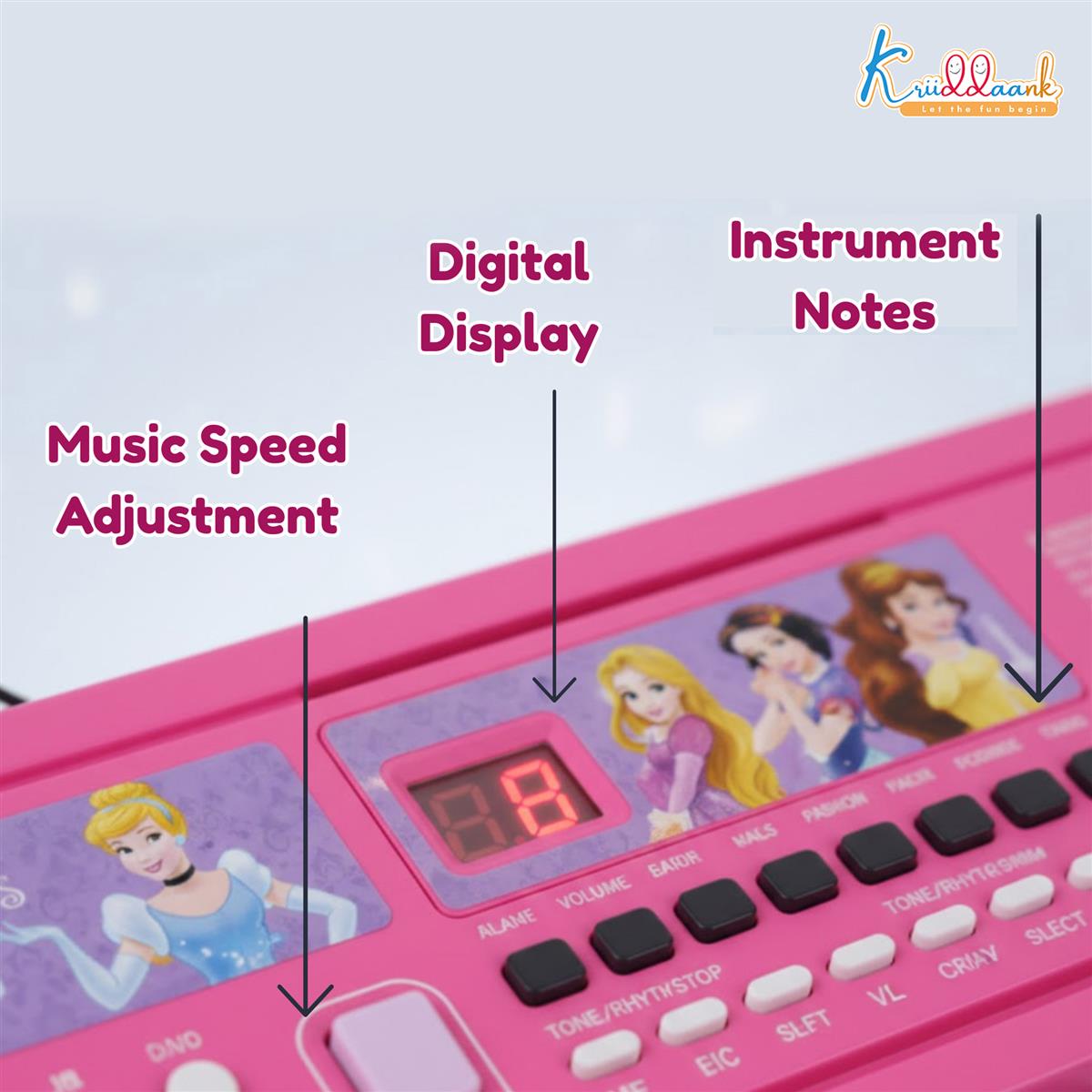 Kriiddaank Disney Princess Keyboard Piano for Kids - 37 Keys Pink