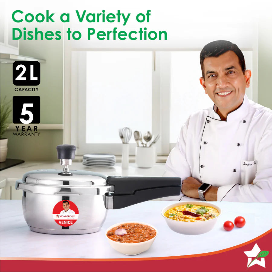 Wonderchef Venice Stainless-steel Pressure Cooker | Outer Lid - 2L