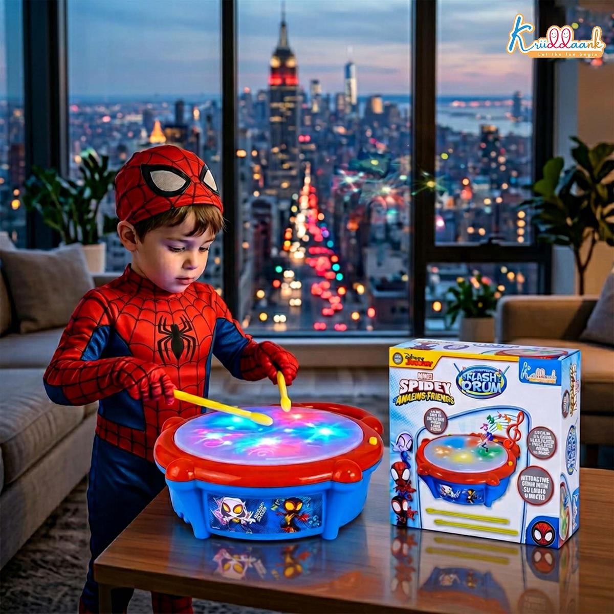 Kriiddaank Marvel Spiderman Theme Flash Drum for Kids