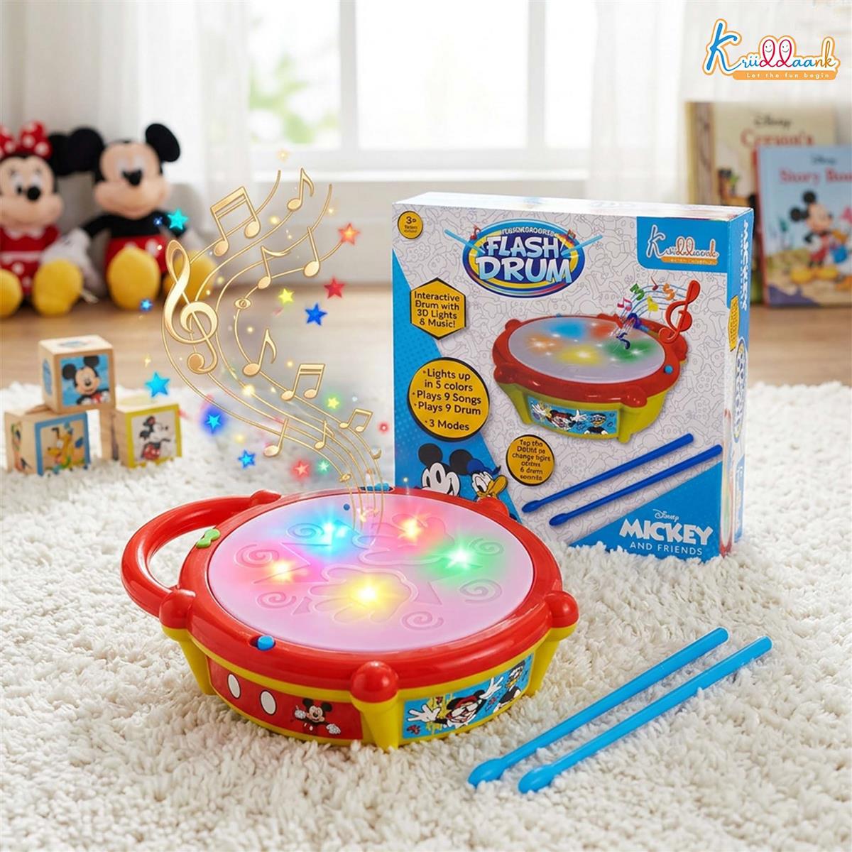 Kriiddaank Disney Mickey Mouse Flash Drum Musical Toy for Kids