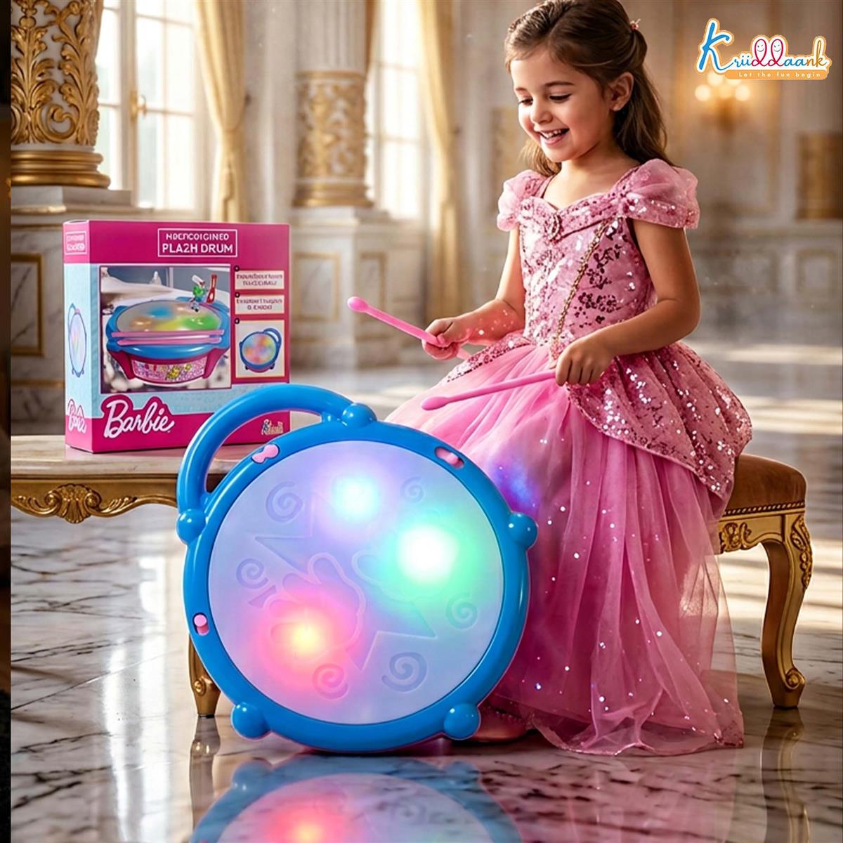 Kriiddaank Barbie Electronic Flash Drum with 3D Rhythm Lights & Music