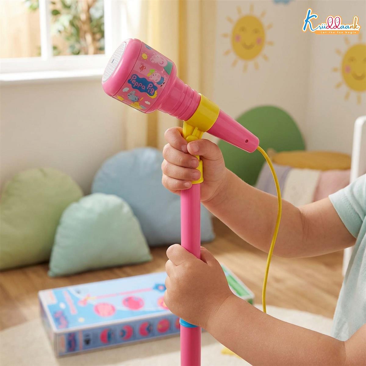 Kriiddaank Hasbro Peppa Pig Portable Wireless Karaoke Microphone with Adjustable Stand for Kids