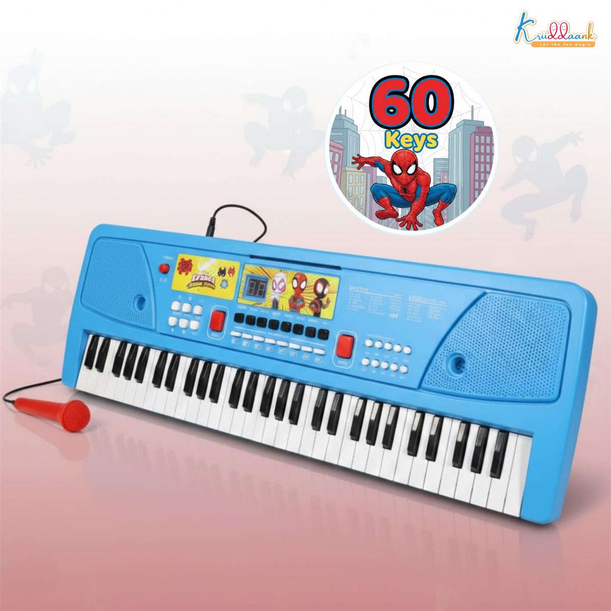 Kriiddaank Spiderman Keyboard Piano for Kids - 61 Key Blue