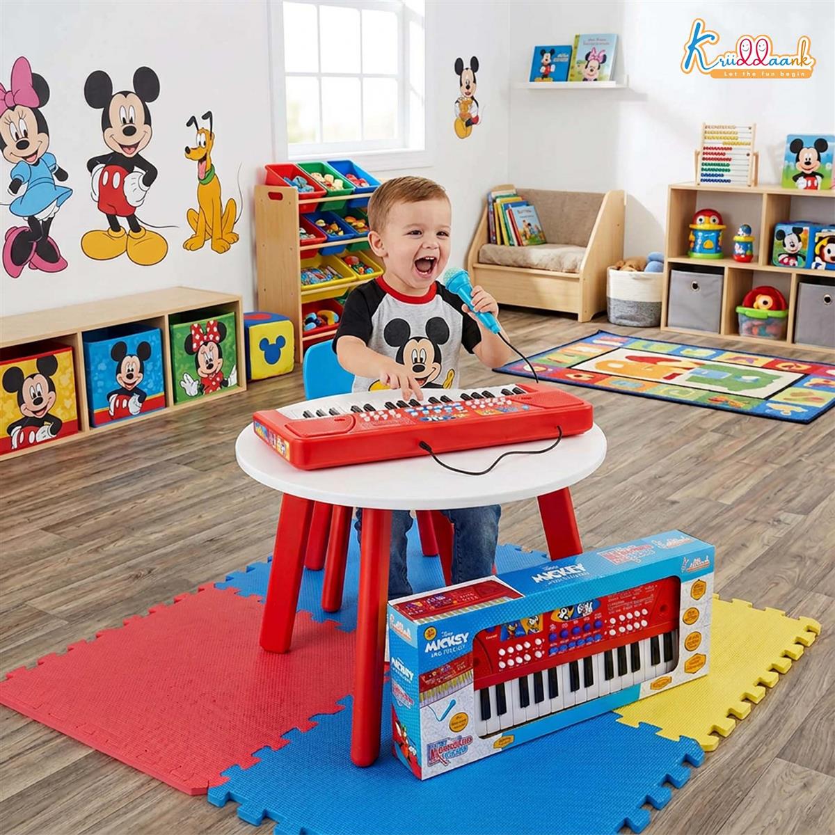 Kriiddaank Mickey 37-Key Keyboard Piano for Kids with Microphone