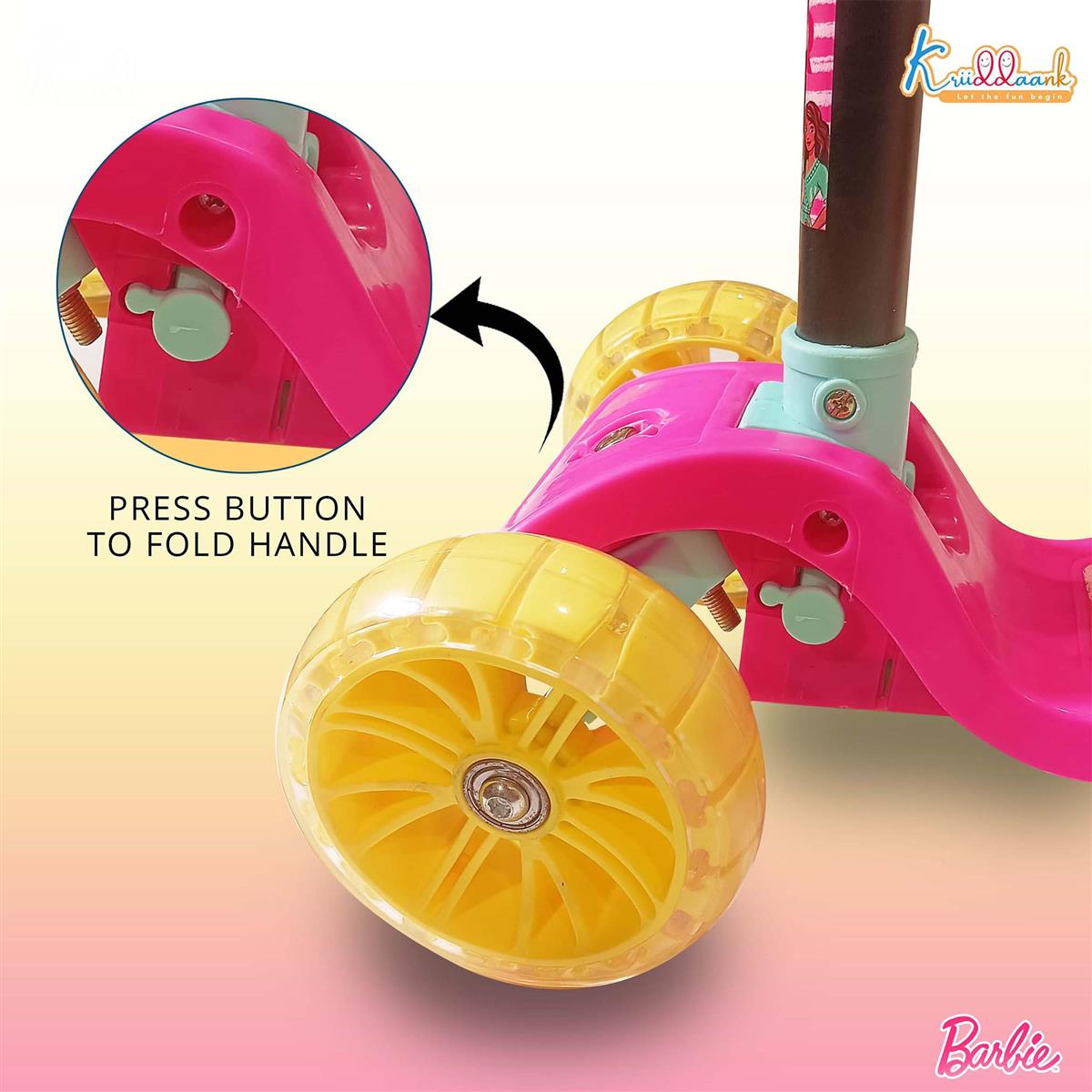 Kriiddaank Barbie Adventure 3-Wheel Kick Scooter for Kids (Ages 3-12), 5-Level