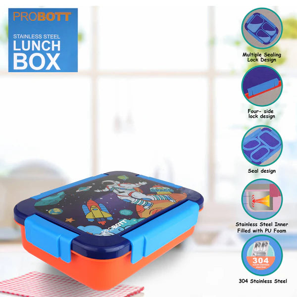 Probott Stainless Steel Lunch Box Orange 710ml