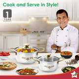 Wonderchef Gold Stanton 2 Pc Casserole Set with Glass Lids, 20 cm/22 cm