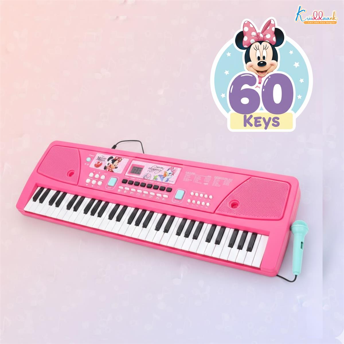 Kriiddaank Disney Minnie Mouse 61-Key Keyboard Piano for Kids