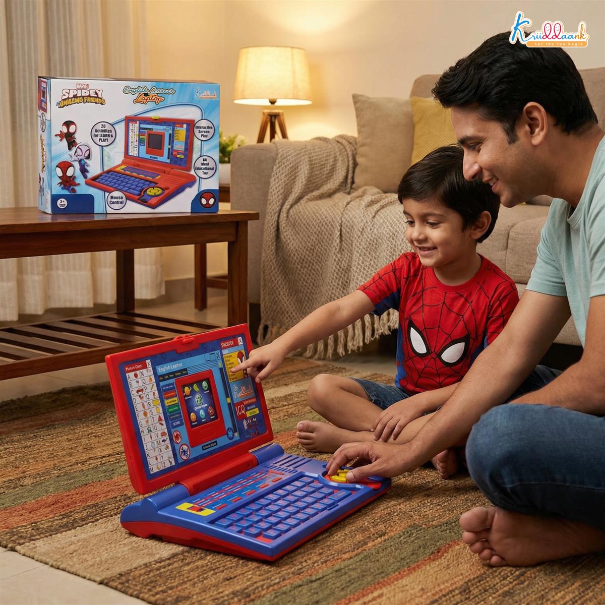 Kriiddaank Spiderman Educational Laptop, Red & Blue