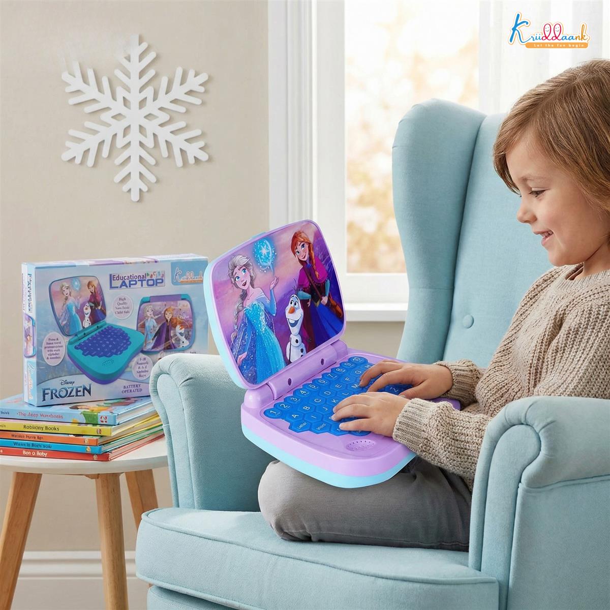 Kriiddaank Frozen Theme Educational Laptop for Kids â€“ Screen-Free Learning Toy for Preschoolers