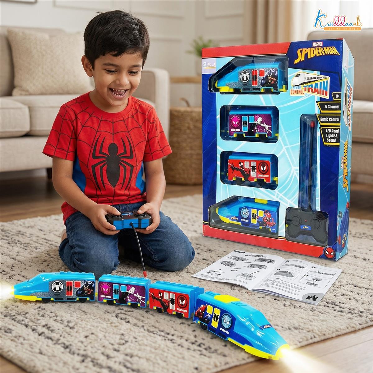Kriiddaank Spiderman Theme RC Train Toy for Kids