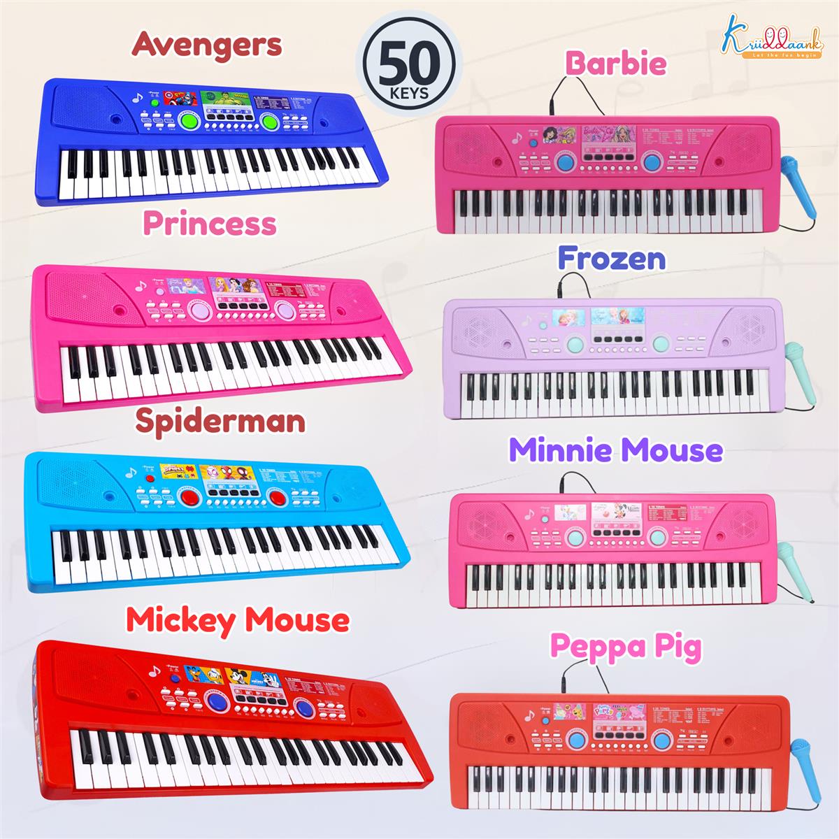 Kriiddaank Hasbro Peppa Pig 61-Key Digital Keyboard Piano for Kids