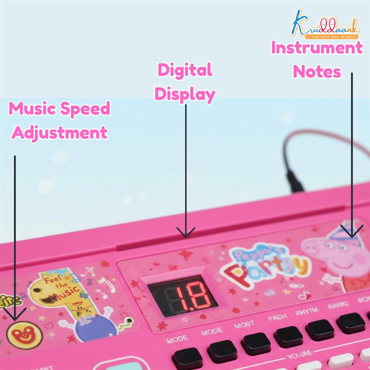 Kriiddaank Hasbro Peppa Pig 37-Key Musical Keyboard with Microphone