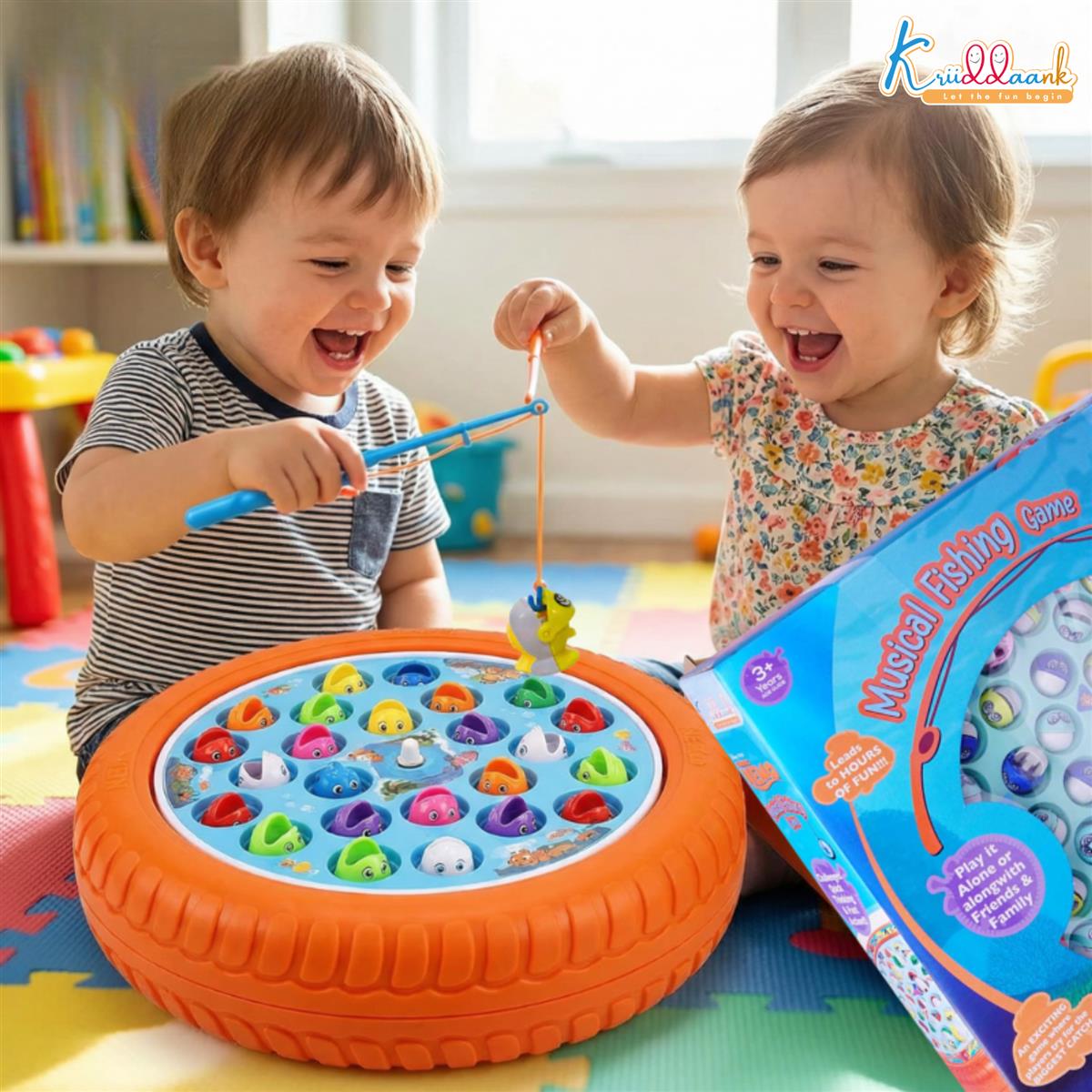 Kriiddaank Nemo Theme Musical Rotating Fishing Game for Kids Orange