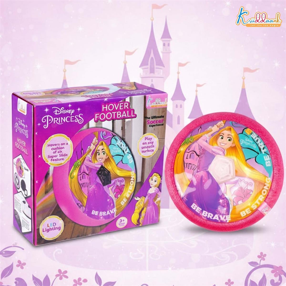 Kriiddaank Disney Princess Hover Football - Indoor Air Power Soccer Ball with LED Lights & Foam Bumper - Pink