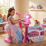 Kriiddaank Disney Princess Little Pianist Keyboard Toy with Microphone & Stool
