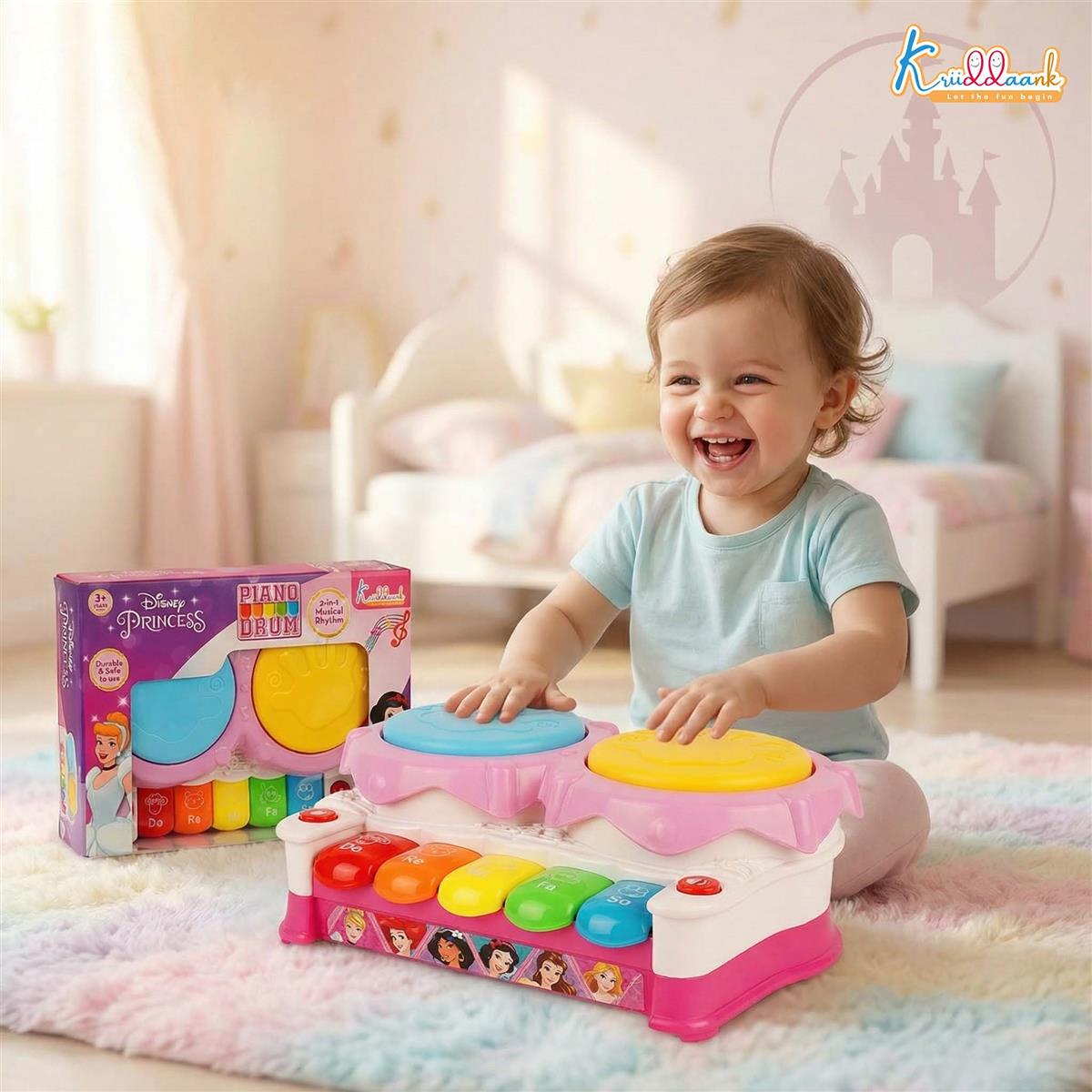 Kriiddaank Disney Princess Piano Drum Playset - Interactive Electronic Musical Toy
