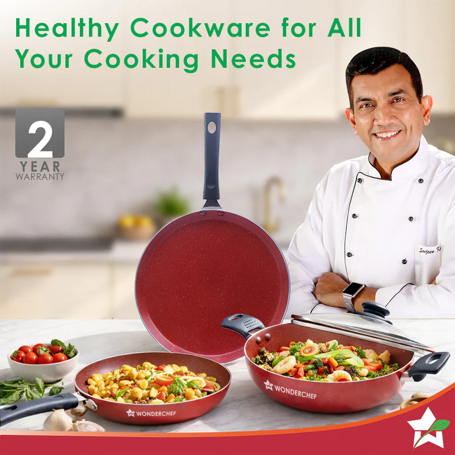 Wonderchef Valencia Non-stick Cookware Set - Red