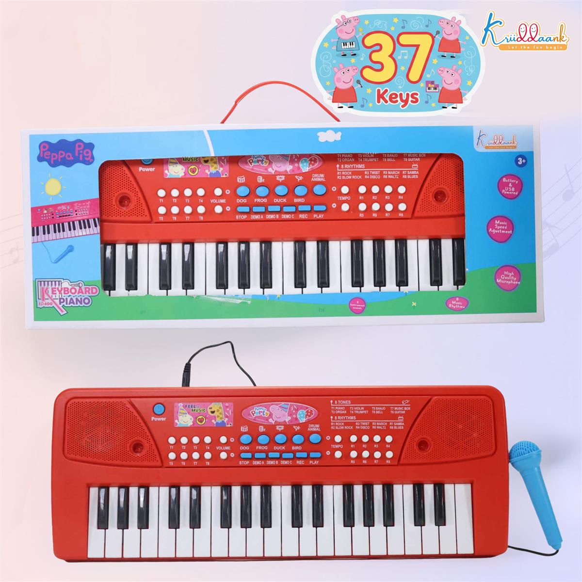 Kriiddaank Peppa Pig Theme Musical Keyboard Piano for Toddlers with Microphone & USB
