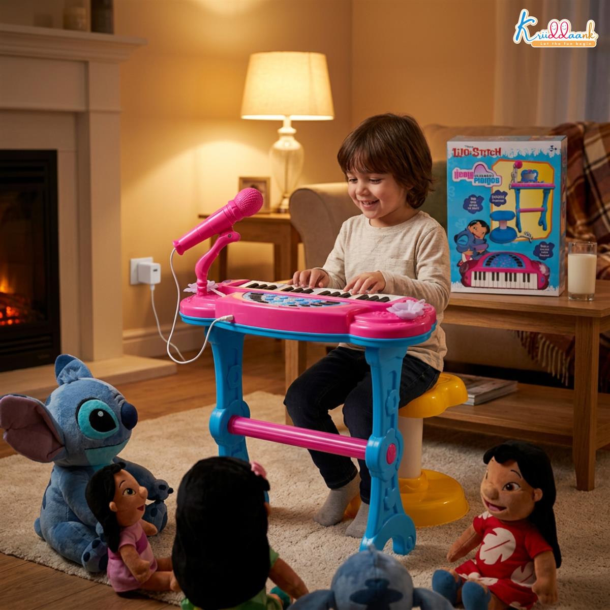 Kriiddnnak Disney Stitch Theme Little Pianist Keyboard Set for Kids