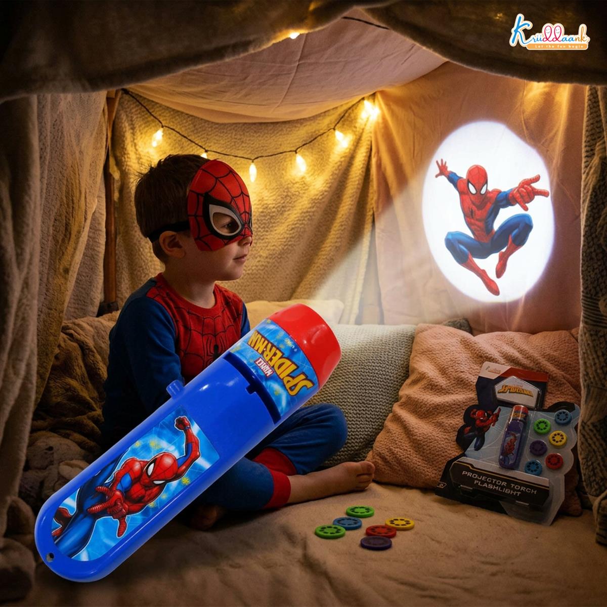 Kriiddaank Spiderman Handheld Projector Torch & Drawing Set for Kids