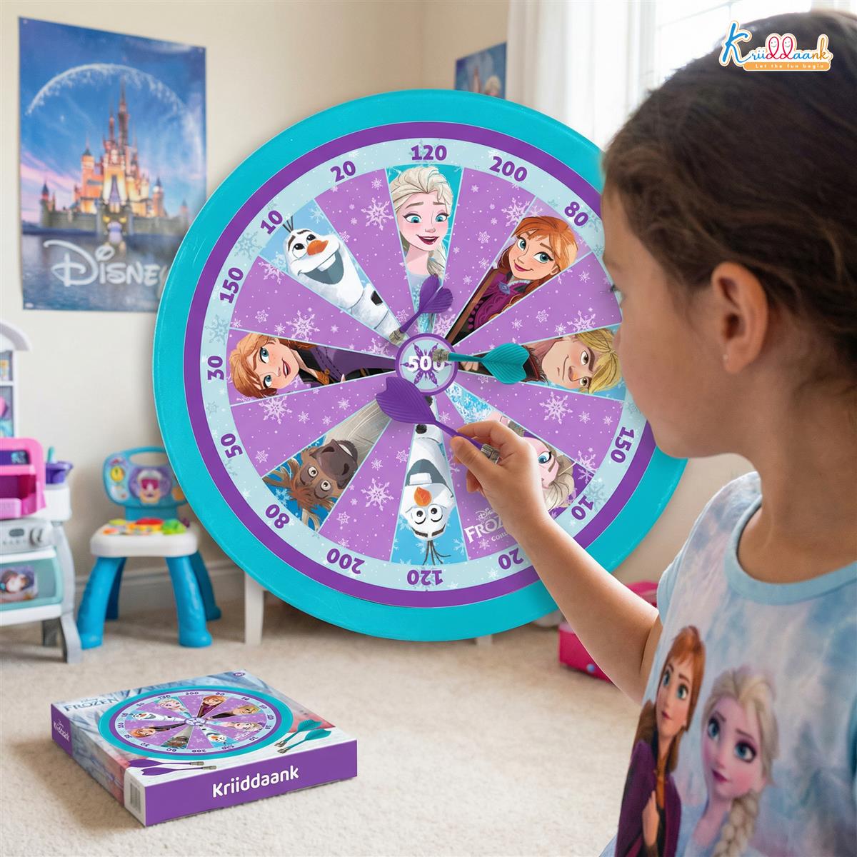 Kriiddaank Frozen 2-in-1 Double Fun Dartboard & Ludo Game for Kids - Safe Indoor Wall Target Shooting Game,