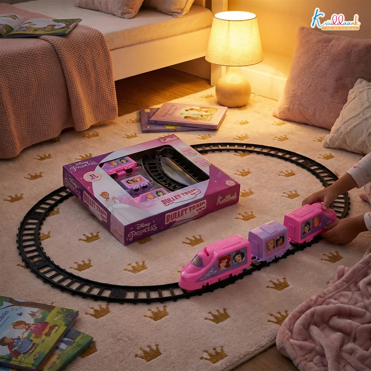 Kriiddaank Disney Princess Train Set for Girls- 11 Piece Pink
