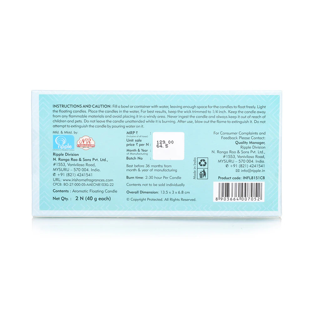 IRIS Cool Blue Aromatic Floating Candles 40GM