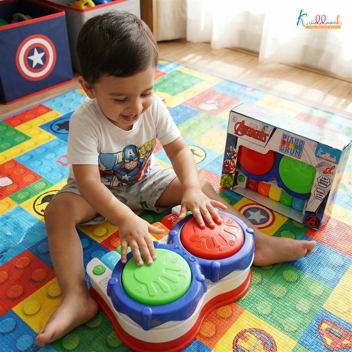 Kriiddaank Marvel Avengers 2-in-1 Piano Drum Musical Toy for Kids