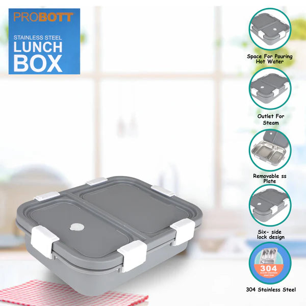 Probott Stainless Steel Lunch Box Gray 750ml