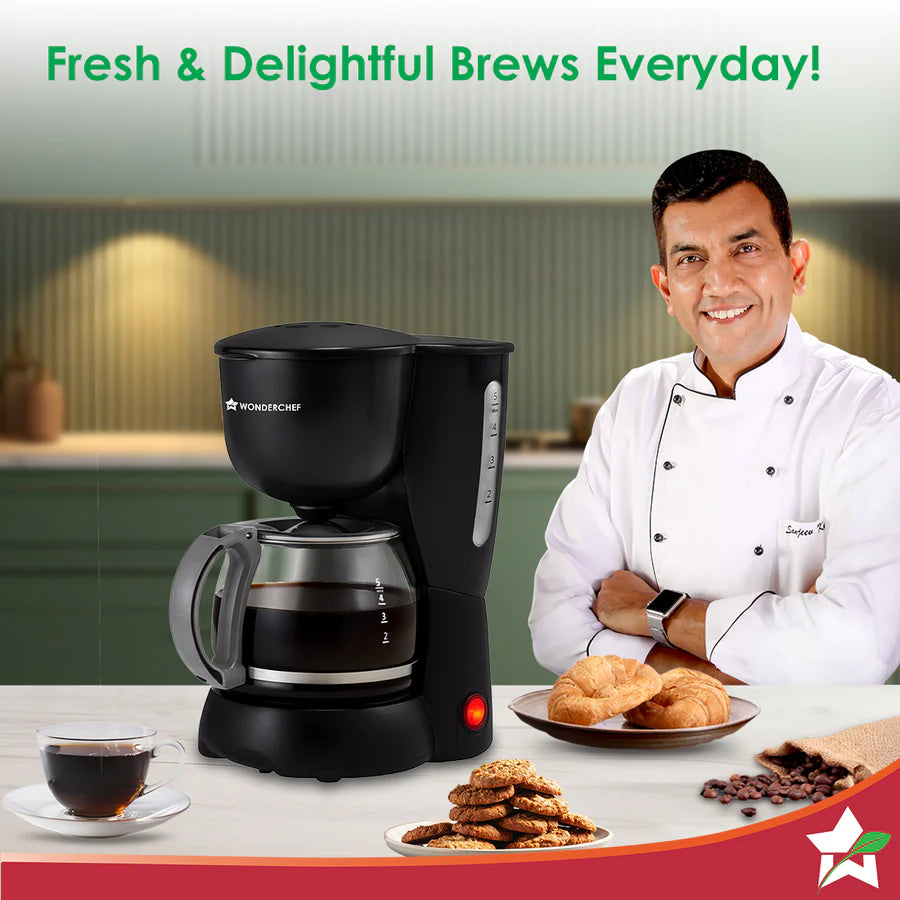 Wonderchef Veneto Brew Coffee Machine Black 600ml