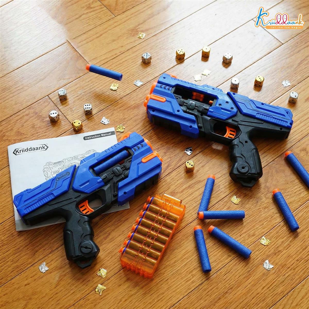 Mega Shooter Blaster Toy for Kids - Soft Bullet Gun with 12 Foam Darts, Long Range Shooting Toy, Safe Pretend Play Blaster for Boys and Girls 3+ Years, Multicolor