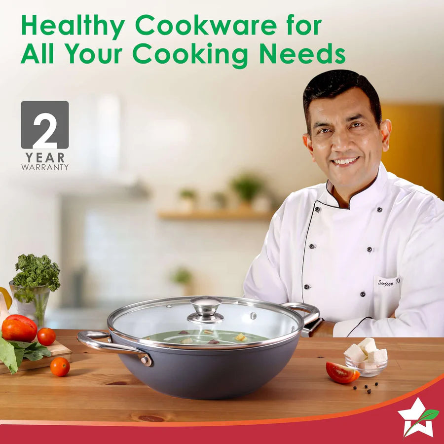 Wonderchef  Eco-Glide Ceramic Kadhai 4.3L, 28cm