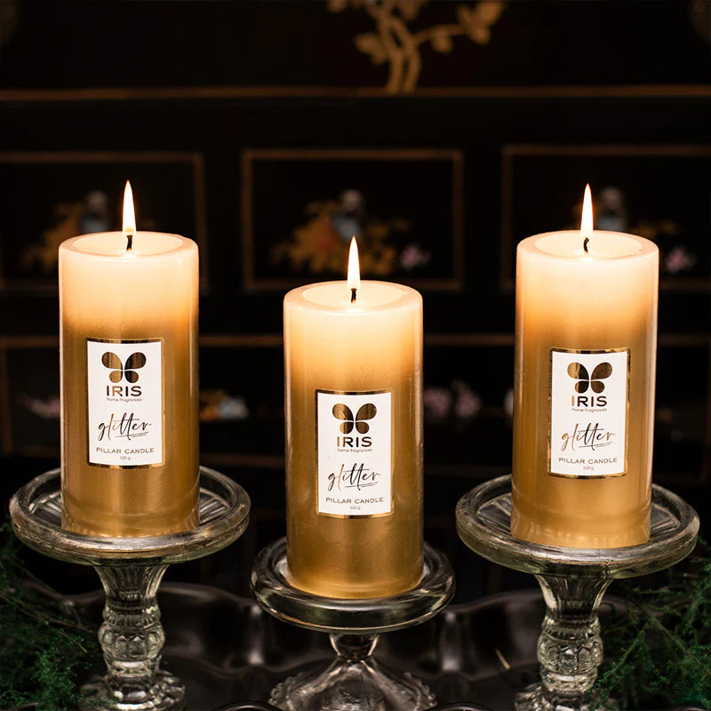 IRIS Gold Lacquered Glitter Candle 520gm