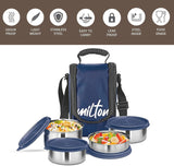 Milton Tasty Lunch Steel Tiffin Box Blue 4pcs set