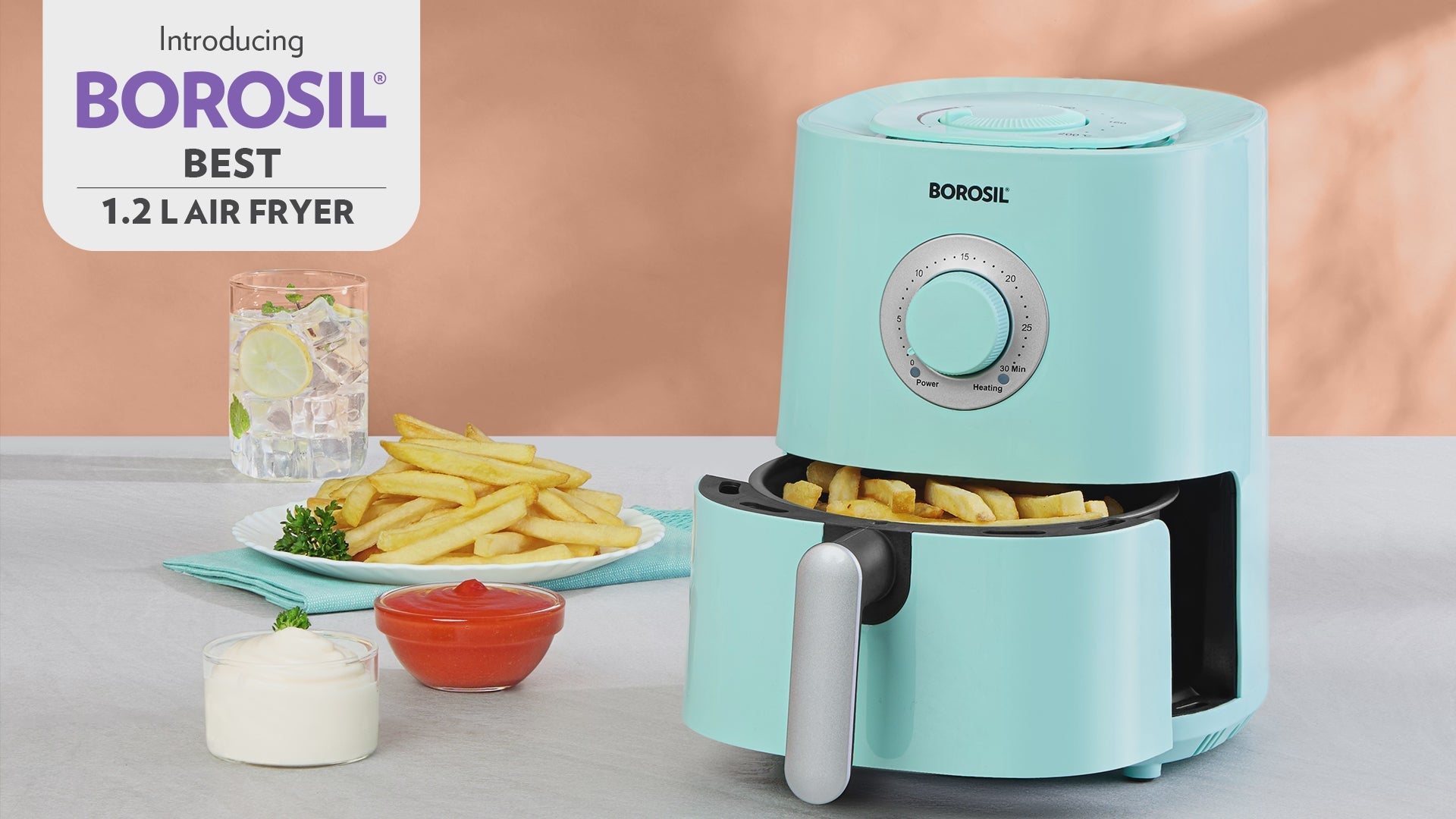 Borosil Smart Electric Air Fryer Healthy Oil-Free Cooking 800W