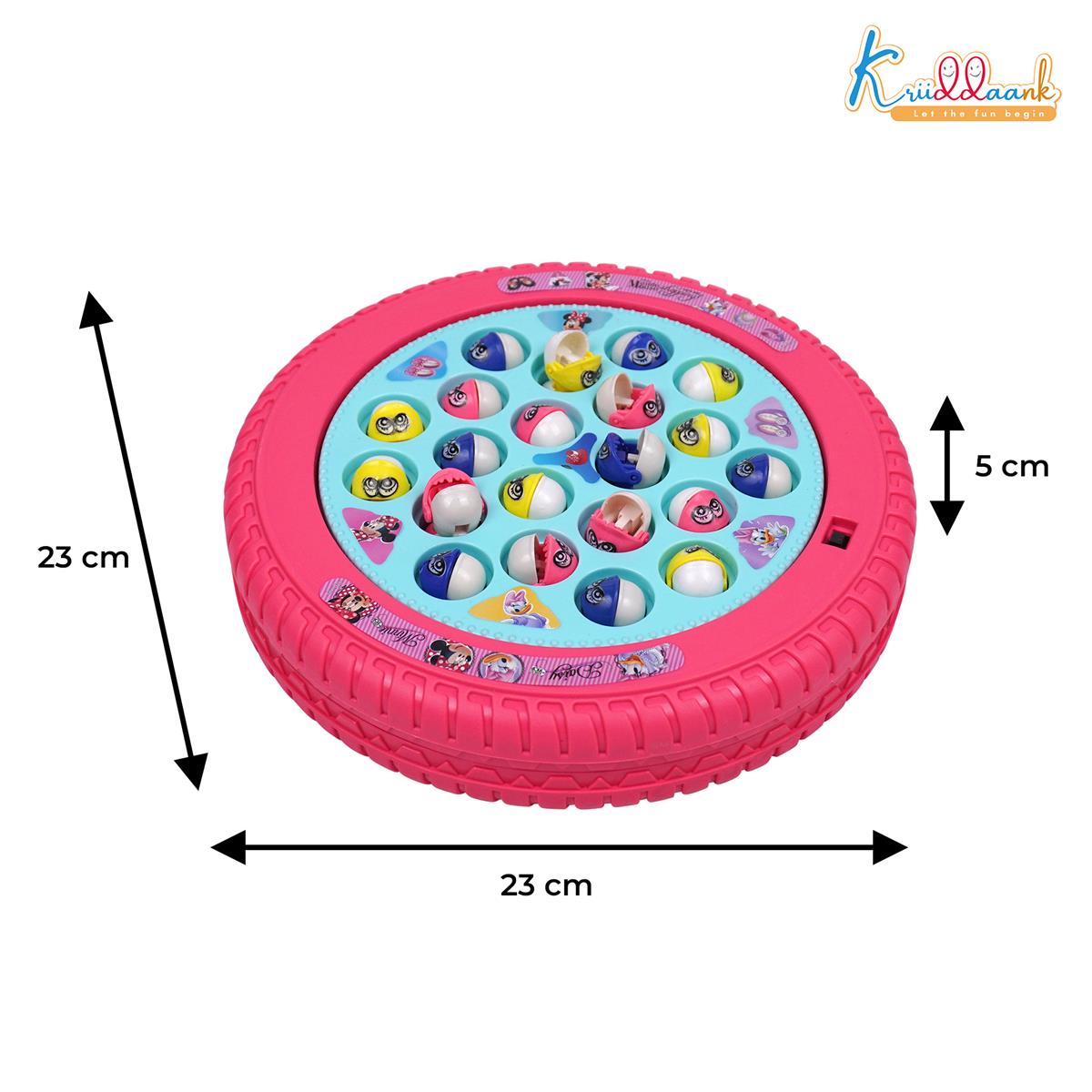 Kriiddaank Minnie Kriiddaank Mouse Musical Fishing Game - Rotating Battery Operated Pond with 21 Fish & 4 Fishing Poles